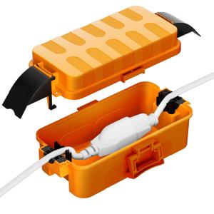 Flemoon Small Outdoor Electrical Box Waterproof w/Detachable Shield Covers, IP55 Extension Cord Cover for Plug, Outlet, Holiday Lights, Weatherproof Connection Box(Inner 5.9 x 3.2 x 1.8inch), Orange