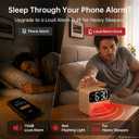 AuroraCalm Extra Loud Alarm Clock for Heavy Sleepers: 115dB Wake Up Alarm with Flashing Light to Help Prevent Oversleeping - Dual Alarm for Teens Adults Shift Workers Bedroom - Wood Grain