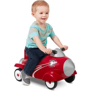 Radio Flyer Retro Rocket, for Toddlers 1-3, 3-in-1 Push Walker Ride On Rocket with Sensory Activities, Under-Seat Storage, Lights and Sounds, 42 lb Capacity, Toddler Ride On Toys