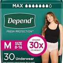 Depend Fresh Protection Adult Diapers, Incontinence & Postpartum Bladder Leak Underwear for Women, Disposable, Maximum, Medium, Blush, 30 Count