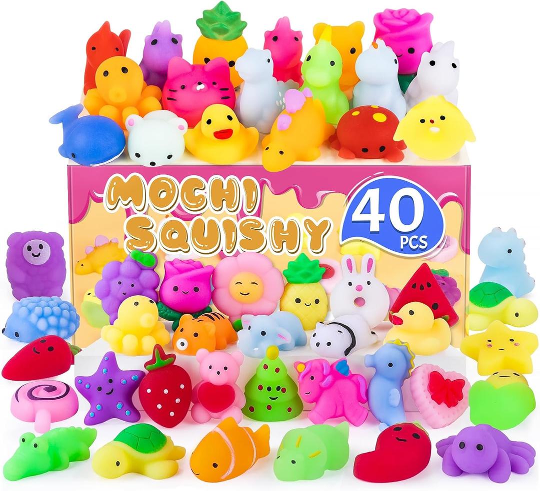 40 Pack Squishy Toys Squishies, Mochi Squishy Party Favors for Kids, Squishies for Kids Fidget Toys Stress Reliever,Treasure Box Toys for Classroom Prizes,Goodie Bags Fillers Birthday Gifts