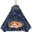 Pet Teepee Tent for Dogs & Cats Dog Bed with Thick Cushion Puppies Play House Removable and Washable
