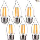 2700K Soft White LED Chandelier Edison Bulbs, 100W Equivalent, Dimmable CA11 E26 Base LED Candelabra Bulbs, 800LM, 6 Pack UL,CA65 Listed.