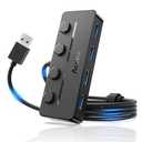 Aceele USB Hub 3.0 with Individual LED Power Switches & Type C Power Port, Multiport USB Splitter 3.0 with 4FT Long Cable, Slim & Portable USB Port Extender for Laptops, PC, MacBook, Mac Pro and More