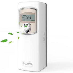 SVAVO Automatic LCD Fragrance Dispenser - Wall Mount/Free Standing ABS Auto Air Freshener Dispenser Programmable Aerosol Spray Perfume Dispenser for Bathroom, Hotel, Office, Commercial Place, White (1 Count (Pack of 1))