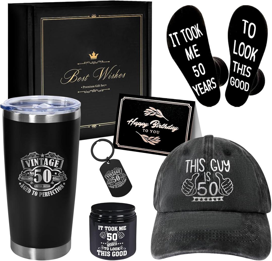AYGE 50th Birthday Gifts for Men, Coworker, Teachers, Boss, Friends, Dad, Include 20 oz Insulated Tumbler, Gift Box for Men Turning 50 year old