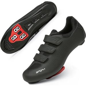 Honosuker Cycling Shoes Women Compatible with Peloton Bike, Indoor & Outdoor Road Cycling - Lightweight Spinning Shoes with Delta Cleats (Black), 11 Women/9 Men