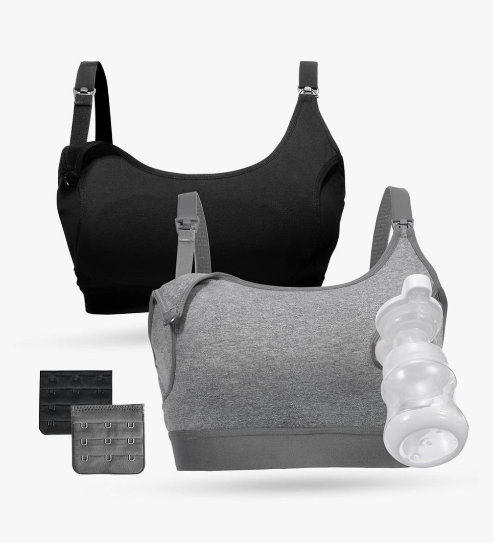 Momcozy Pumping Bra, Pumping Bra Hands Free All Day Wear Pumping & Nursing Bra in One Holding Breast Pump for Spectra, Medela s