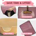 Cat Litter Mat - Double Layer Honeycomb Design Litter Trapping Mat, Urine-Proof & Non-Slip, Easy Clean Waterproof Litter Box Mat, Kitten Supplies and Essentials, 30x24 inch, Pink