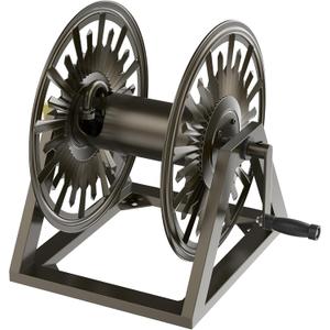 GOFORWILD Heavy-Duty Decorative Garden Hose Reel - Wall/Floor Mount with 200-Ft Capacity for 5/8 Hose Outdoor Hose Holder Winder for Lawn, Yard & Garden Storage