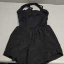 QINSEN Women's Square Neck Sleeveless Romper Jumpsuit Casual Summer One Piece Outfit with Pocket (Black) S