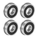 uxcell F6201-2RS Flanged Ball Bearing 12x32x10mm Double Sealed Chrome Steel Bearings 4pcs
