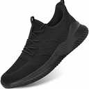 Mens Running Shoes Slip-on Walking Sneakers Lightweight Breathable Casual Soft Sole Trainers Size 39 Black