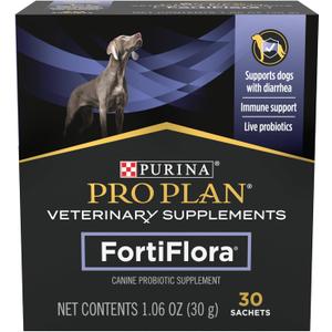 Purina Pro Plan Veterinary Supplements FortiFlora Dog Probiotic Supplement, Canine Nutritional Supplement - 30 ct. Box, EXP 01/2026