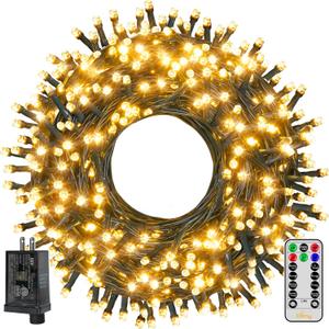 Ollny Christmas Tree Lights 400LED 132FT, Remote Plug-in Christmas Lights with Timer and 8 Modes, Waterproof Outdoor String Light for Thanksgiving Xmas House Indoor Outside Decorations(Warm White)