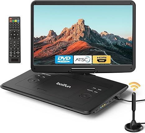 Boifun 17.5" Portable TV/DVD Player Combo with 15.6" Large HD Swivel Screen, Digital TV ATSC Tuner, Builtin Battery, Support HDMI in/USB/Micro SD/AV Out and Multiple Disc Formats, Black