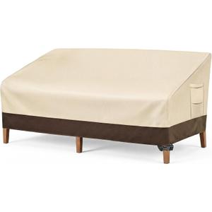 Vailge Heavy Duty Patio Sofa Cover, 100% Waterproof 3-Seater Outdoor Sofa Cover,Lawn Patio Furniture Covers with Air Vent and Handle,85" Wx 37" Dx 35" H,Beige&Brown