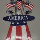 hogardeck 4th of July Decorations Outdoor, 31" Metal Patriotic Hat with Flag Star Rocket Decorative Garden Stakes for Fourth of July Decorations, Memorial Day Yard Signs for Garden Lawn Porch Decor