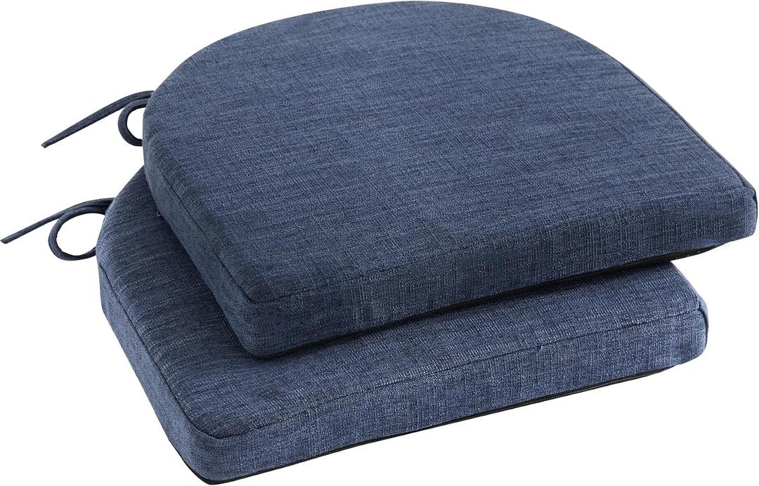 IPYNBAP Chair Cushions for Dining Chairs, Kitchen Chair Cushions, 16'' x 16'' x 2'', Non Slip Indoor Seat Cushions, Chair Pads for Dining Chairs with Ties & Removable Cover, Set of 2, Navy