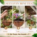 Dandat 12 Pack Hanging Planter Basket Outdoor Large Hanging Flower Pots Indoor 10 inch with Coco Coir Liner Round Wire Plant Holder Chain Basket Garden for Home Decor Balcony Office