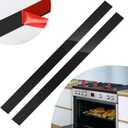 2 Pcs 304 Stainless Steel Strips, Brushed Self Adhesive Strip Metal Trim Strip, Finishing Sheet Metal Strip for Microwave/Oven/Cooktop, 30" Long, 2" Wide Gap Filler for Kitchen Decor-Black