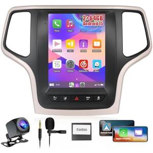 2+64GB Android 15 Car Radio for Jeep Grand Cherokee 2014-2020 with Wireless Carplay Android Auto, 9.7 Inch Touch Screen Car Stereo for Grand Cherokee with WiFi GPS Bluetooth EQ FM/RDS Back Camera