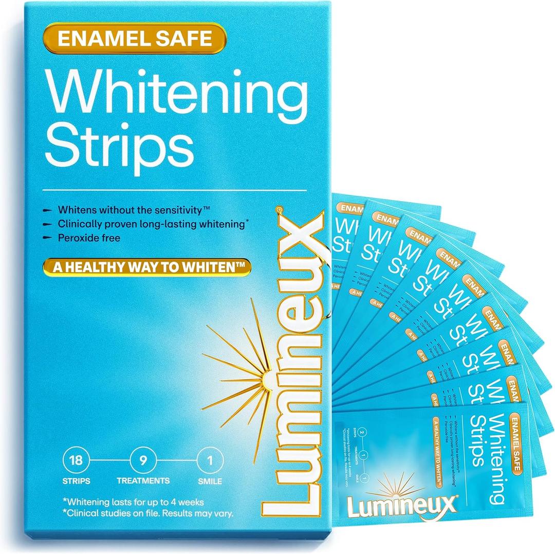 Lumineux Teeth Whitening Strips 9 Treatments  Peroxide Free - Enamel Safe for Whiter Teeth - Whitening Without The Sensitivity - Dentist Formulated - Sensitivity Free (18 Count (Pack of 1))