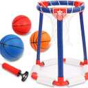 Pool Basketball Hoop Poolside,Floating Pool Toys for Kids,Floating Basketball Hoop,Pool Games,Basketball Game Poolside,Summer Water Toys,with 3 Balls and 1 Pump