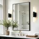 Bathroom Vanity Mirror for Wall, 30x20 Matte Black Bathroom Mirror, Shatterproof Tempered Glass Rectangle Wall Mounted Bathroom Mirrors for Over Sink, Bedroom, Living Room, Entryway