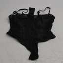 Lilosy Sexy Wireless Strappy Mesh Corset Lingerie Bodysuit Top (Medium, Black)