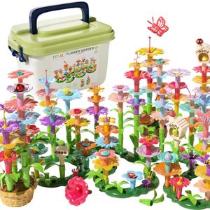 TEMI 224 PCS Flower Garden Building Toys for Girls Toys, Educational STEM Toy and Preschool Garden Play Set for Toddlers 3 4 5 6 7 Year Old Kids Boys Girls, Flower Stacking Toys for Kids Age 3-6
