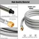 ATKKE 24FT High Pressure Propane Extension Hose with Conversion Couplings Kit, Steel Braided Propane Gas Line with Pipe Fitting 3/8" Flare for BBQ Grill, Heater, Fire Pit