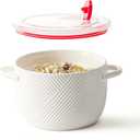 Ceramic Soup Bowl with Lid & Handle: 32 oz Large Kitchen Container for French Onion Meal Prep Cereal Ramen Oatmeal Dorm Living Single Serve Dinner Work Lunch Food Storage - White 1 PCS