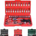 Cordless Electric Slim Ratchet Set, Slim Rechargeable Ratchet, Electric Ratchet 3/8 Drive, Power Ratchet Tool Kit, 46 Piece 1/4-Inch Vessel Cordless Electric Slim Ratchet Set (Red)