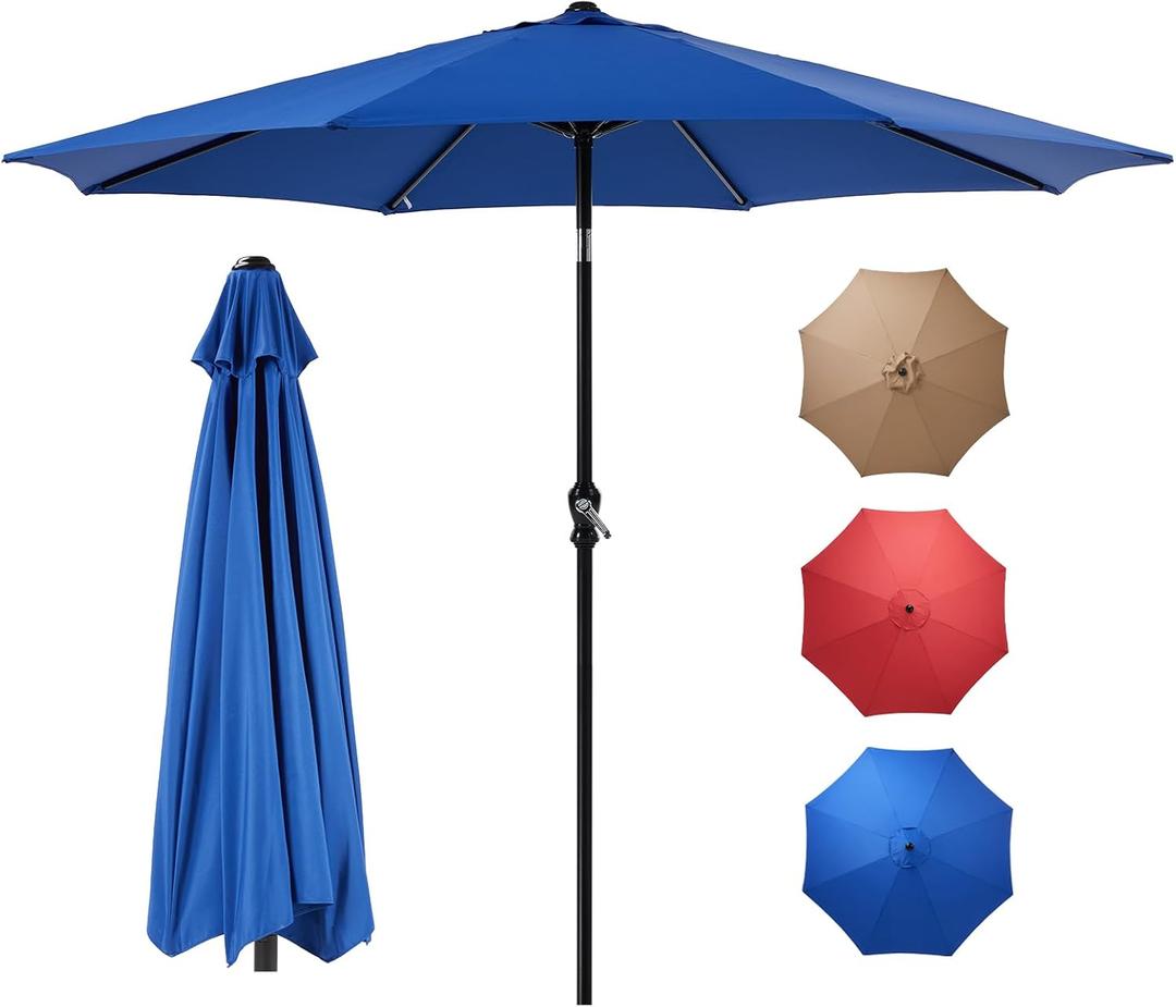 OLIXIS Patio Umbrella with Tilt and Crank Button & Sturdy Ribs Waterproof, Patio Table Umbrella Perfect for Poolside, Terrace, Beach and Outdoor Restaurant