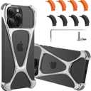 Phone Case Compatible with iPhone 14 Pro Max Frameless Minimalist Protective Shock Absorption Aerospace Grade Aluminum Shells + Four Corners for Collision Avoidance Elastomer Inlays