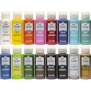 FolkArt Gloss Finish Acrylic Enamel Craft Set Designed for Beginners and Artists, NonToxic Formula Perfect for Glass and Ceramic Painting, , 32 Ounce, 16 Count (Pack of 1)