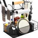 Geesta Grill Caddy for Outdoor Grill, BBQ Picnic Camping Caddy with Paper Towel Holder & Magnetic Tool Holder, Condiment Storage Utensil Kitchen Organizer for RV Camper, Tailgate Accessories, Black