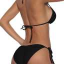 Women Two Piece Swimsuit Sexy Swimwear Halter String Triangle Bikini Sets (Black, M)