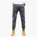 Depslee Men's Cotton Relaxed Straight-Fit Cargo Pants, Outdoor Cargo Lightweight Work Beam Foot Pants with Multi-Pocket, S, Grey