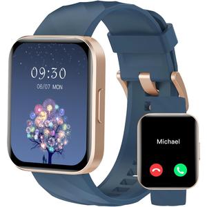 RUIMEN Smart Watches for Women Men (Answer/Make Calls) Compatible with iPhone/Android Phones, 1.85" HD Screen Fitness Tracker Heart Rate Monitor 100+ Sports Tracker Watch Waterproof (Blue)