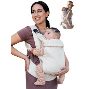 GROWNSY Baby Carrier, One-Click Release Clasp for Easy to Wear, Cozy Wraps Carrier Newborn to Toddler with Head Support(7-44lbs), Ergonomic & Lightweight for Infant to Toddler, Cream