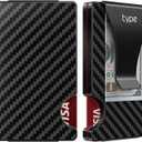 typecase Minimalist Wallet for Men: Metal Card Holder with Removable Money Clip, Real Carbon Fiber, RFID Blocking, Slim, Utral Thin, Small, Front Pocket, Hold up to 15 Credit Cards