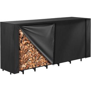 Vailge Firewood Rack Cover 8FT, Waterproof Firewood Rack Outdoor Cover with Full Front Zipper & Windproof Straps, Heavy Duty 600D Oxford Log Protector for All Seasons