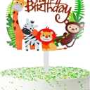 Happy Birthday Wildlife Jungle Cake Topper, Acrylic Jungle Theme, Perfect for Wildlife Birthday Parties