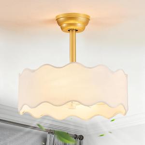 Boho Caged Fandelier Ceiling Fans with Lights and Remote Control, 18 inch