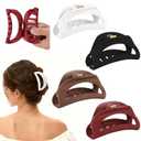 4Pcs Cloud Claw Clips for Women, 4.1" Non-Slip Strong Hold Hair Claws, Unbreakable TPEE-Silicone Blend, Large Bendable Cozy Hair Clip for Thin/Thick/Curly Hair, All-Day Comfort Matte Jaw Clip (Mutil-Color11: Red, Espresso, Black, Cream)