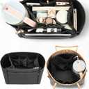 Tote Bag Organizer Insert with Stanley Cup Holder and Zipper Bag, Compatible with Neverfull, Saint Louis and More, 9 Pockets (Black, Large)