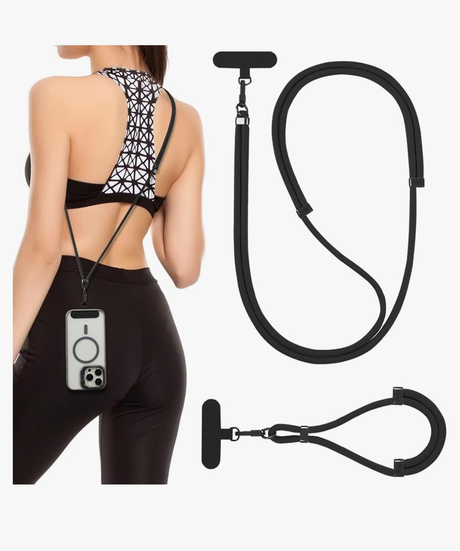 VVAAGG Cell Phone Lanyard for iPhone: Crossbody Phone Strap and Wrist Strap Most iPhone and Android Smartphones Black