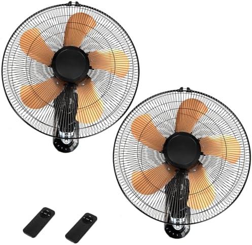 20 Inch Wall Mount Fan with Remote Control Wall Mounted Oscillating Fan with 3 Speed Settings,High Velocity Fans with Adjustable Tilt and Timing for Bedroom,Living room, Kitchen,office,Gold 2 Pack